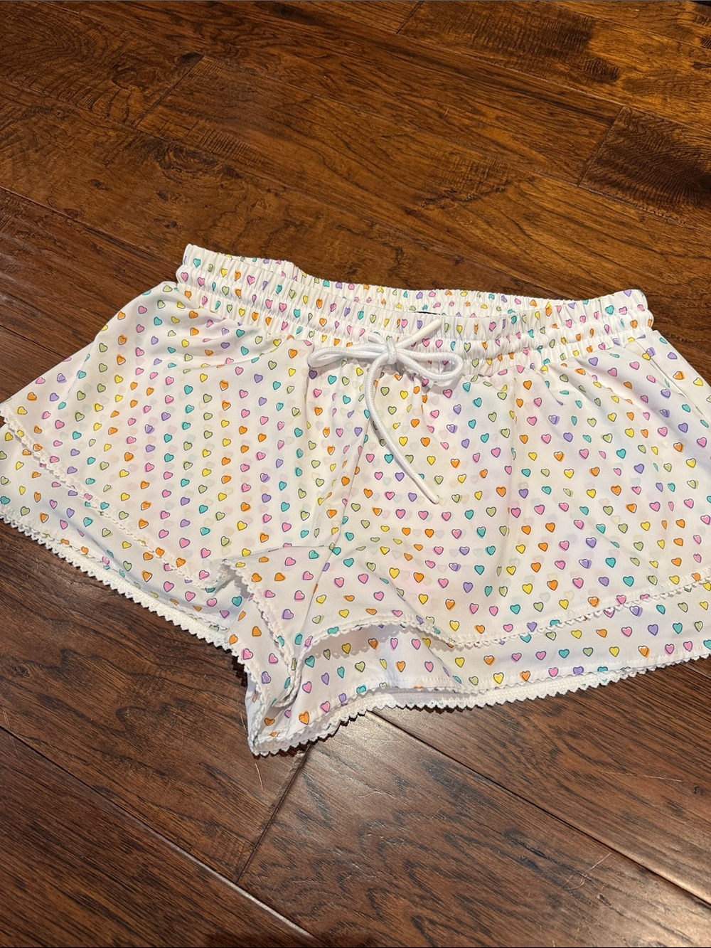 Roller Rabbit White Multicolor Heart Ruffle lounge  Shorts - Picture 2 of 6
